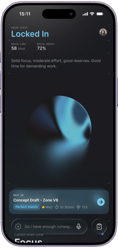 Zone app Locked In state