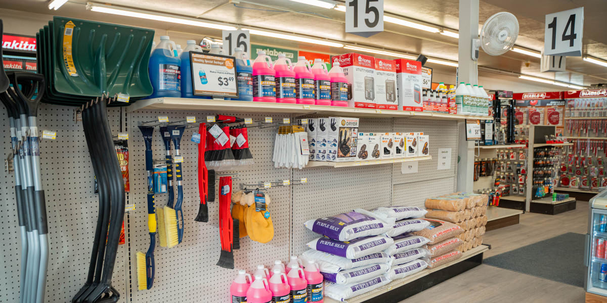 Interior view of the tools and hardware department showing aisles 14-16