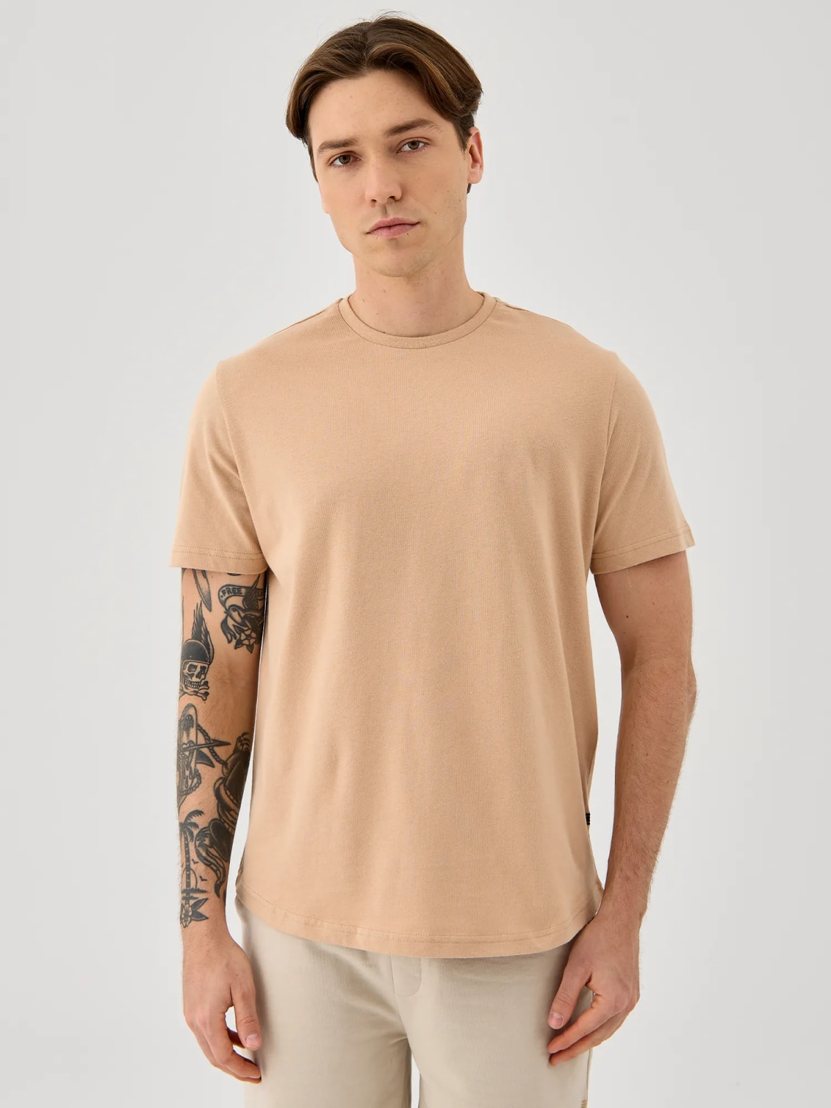 Curved Tee — Sand Beige