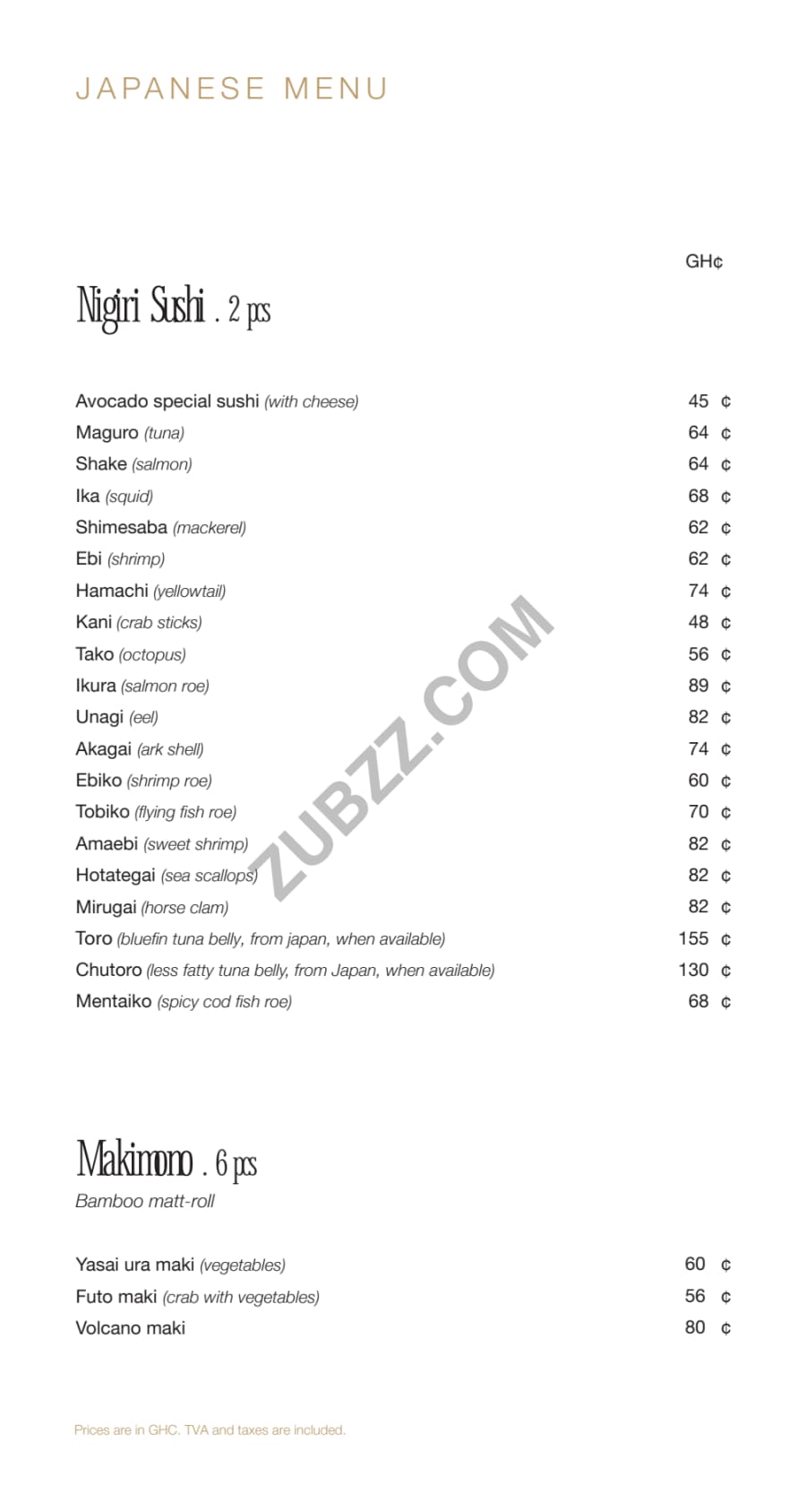 Full menu page 10