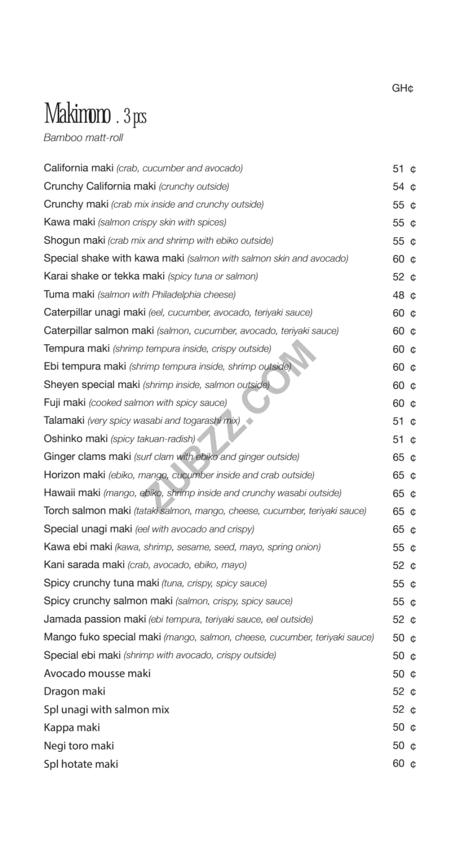 Full menu page 11
