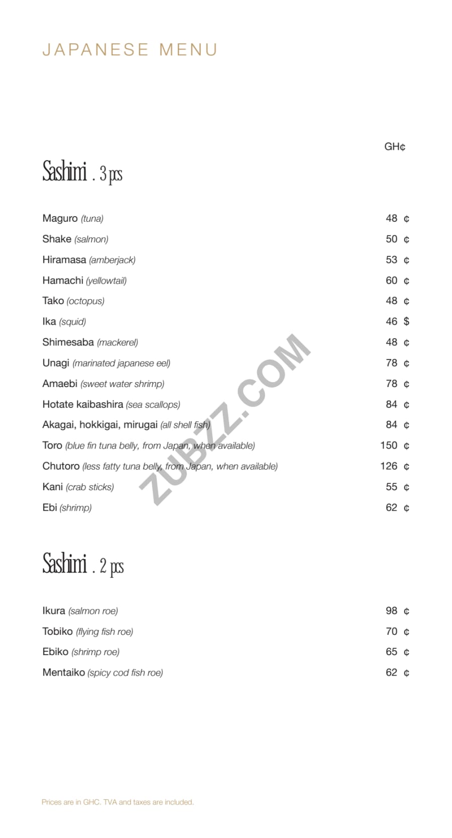 Full menu page 8