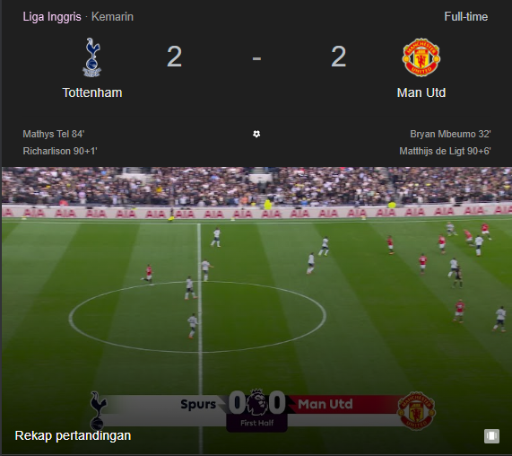 Tottenham vs Manchester United Liga Inggris