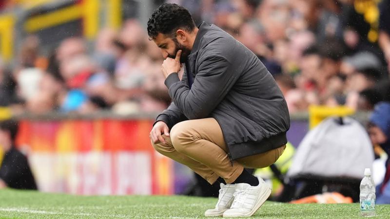 Ruben Amorim di pinggir lapangan sebagai manajer Manchester United