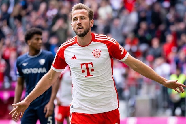 Harry Kane selebrasi gol bersama Bayern Munich musim 2025