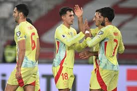 Pemain Swiss merayakan gol di laga kualifikasi Piala Dunia