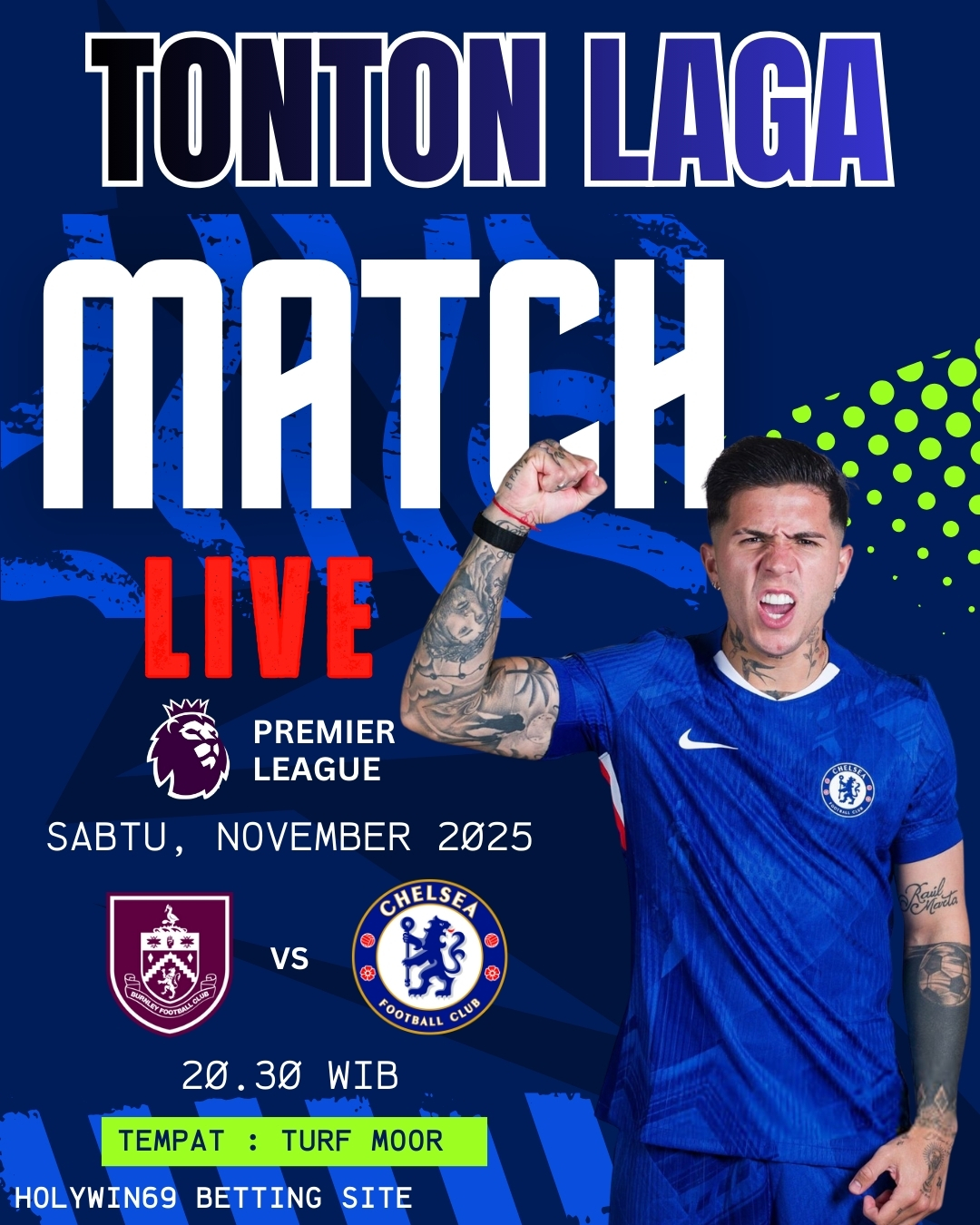 Poster Laga Burnley vs Chelsea Premier League 2025