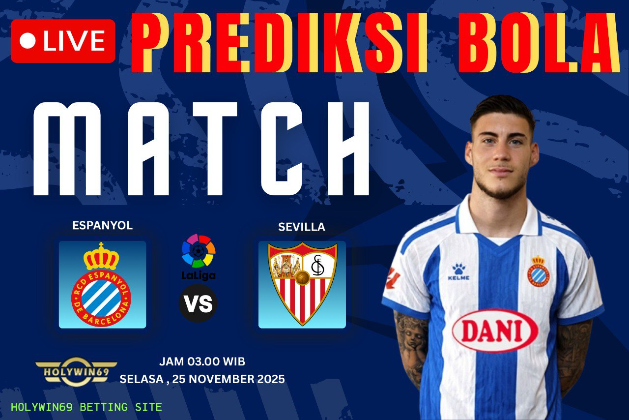 Banner prediksi pertandingan Espanyol vs Sevilla di La Liga 25 November 2025