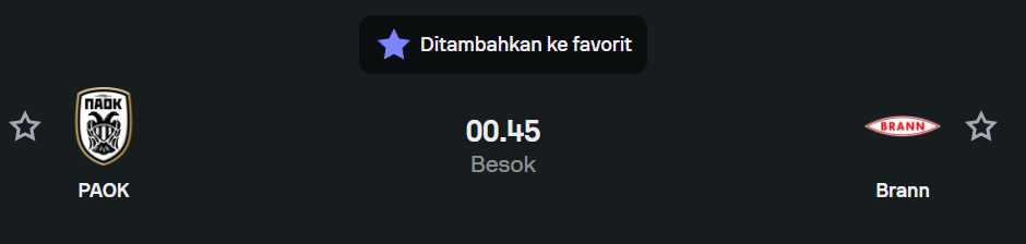 Prediksi PAOK vs Brann Liga Konferensi Eropa