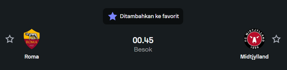 Prediksi Roma vs Midtjylland UEFA Europa League