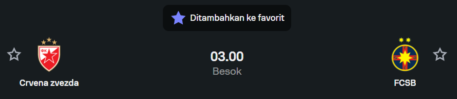Prediksi Crvena Zvezda vs FCSB UEFA Europa League