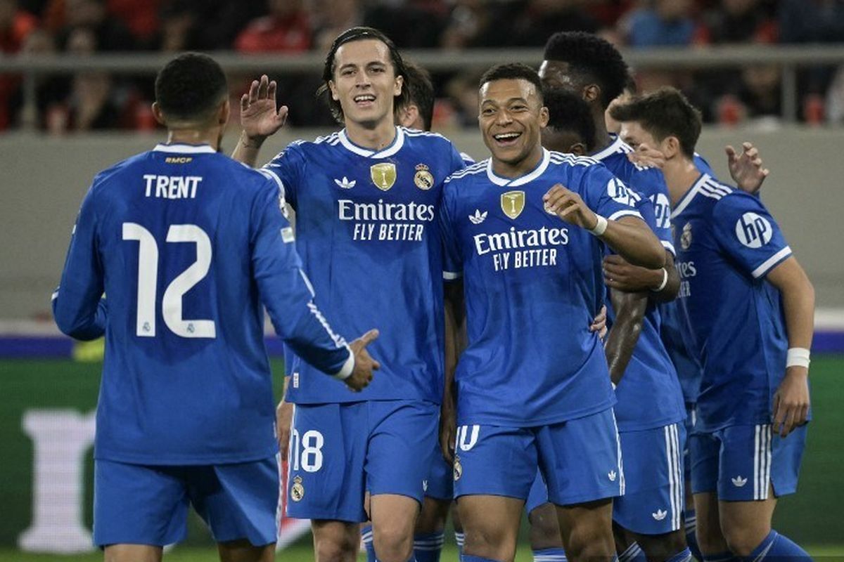 Mbappe cetak gol keempat Real Madrid vs Olympiakos - Holywin69