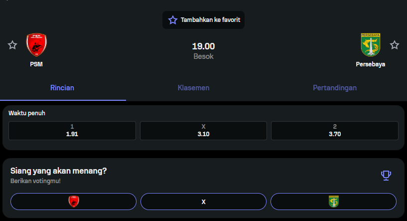 Pertandingan PSM Makassar vs Persebaya Surabaya