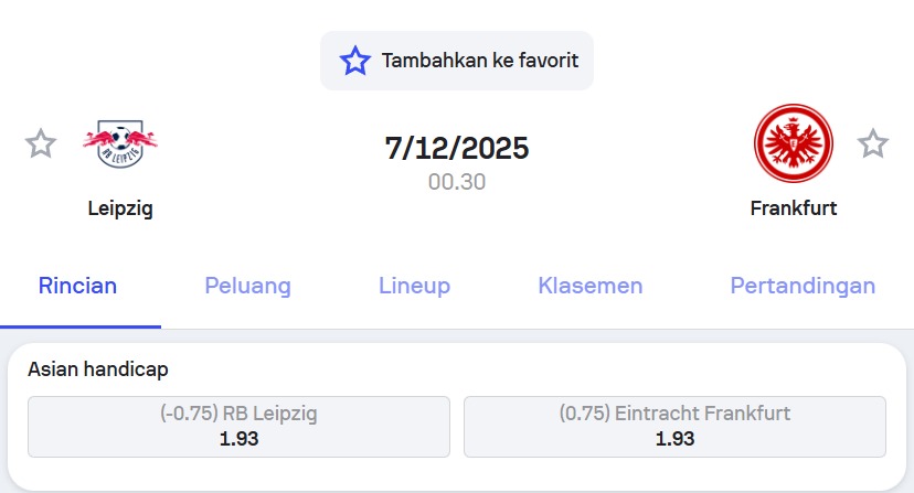 Pertandingan RB Leipzig vs Eintracht Frankfurt