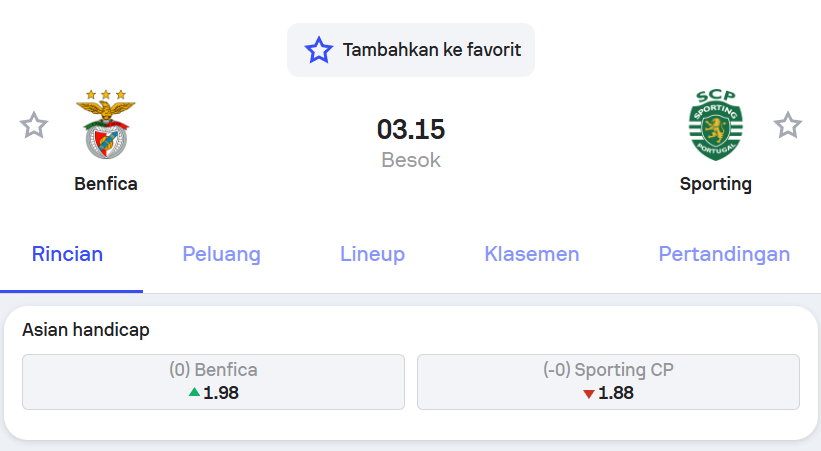 Benfica vs Sporting CP Estádio da Luz Derby 2025