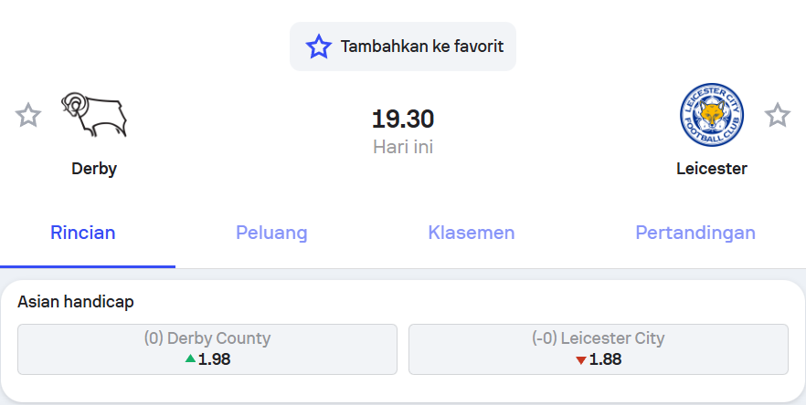 Derby County vs Leicester City 2025