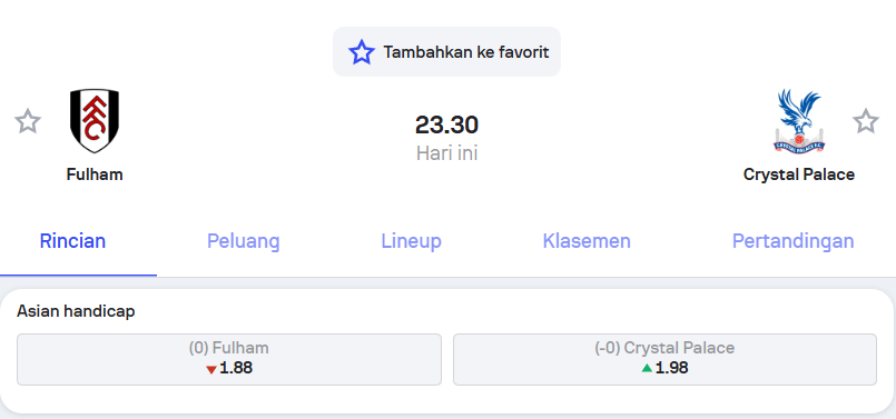 Fulham vs Crystal Palace Premier League