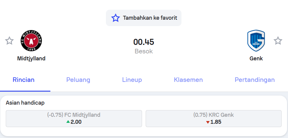 Prediksi Midtjylland vs Genk Liga Europa 12 Desember 2025 – Holywin69