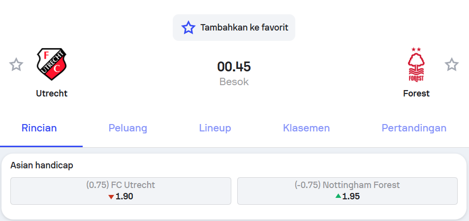 Gambar pertandingan Utrecht vs Nottingham Forest Europa League – Holywin69