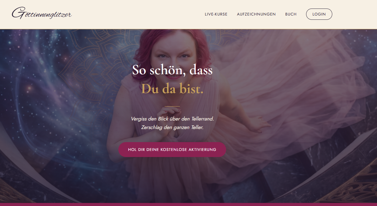 Screenshot der Website goettinnenglitzer.de, erstellt mit Tentary