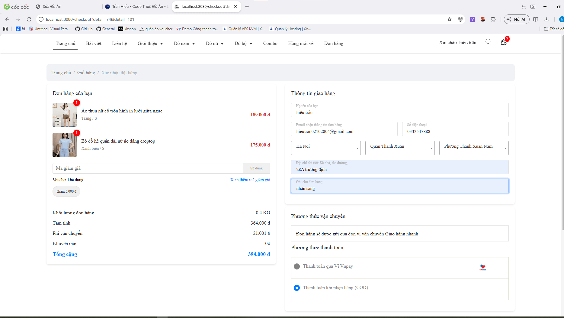 Đồ án website bán hàng thời trang, giày dép cực xịn, chọn màu sắc + kích thước tích hợp chatbot AI và thanh toán online - ảnh 13