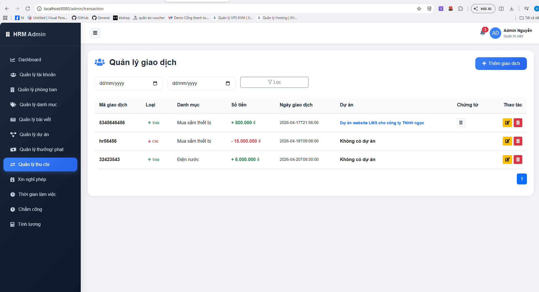 Website quản lý nhân sự bằng reactjs + spring boot, có trang riêng cho admin và nhân viên, đầy đủ chấm công, tính lương, thưởng,... - ảnh 3