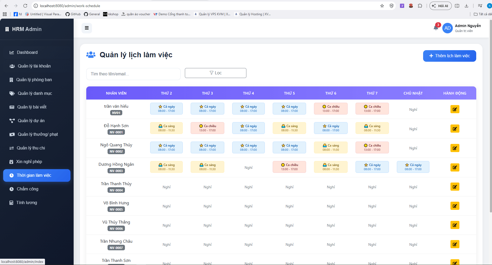 Website quản lý nhân sự bằng reactjs + spring boot, có trang riêng cho admin và nhân viên, đầy đủ chấm công, tính lương, thưởng,... - ảnh 4