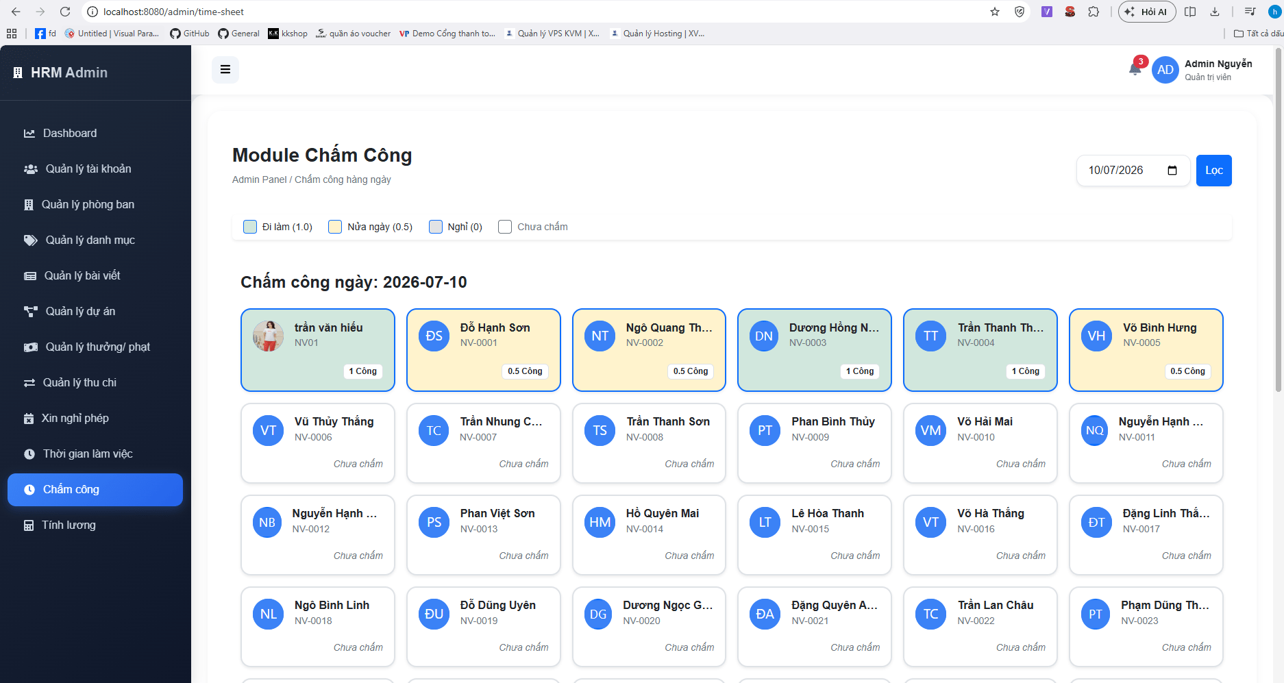Website quản lý nhân sự bằng reactjs + spring boot, có trang riêng cho admin và nhân viên, đầy đủ chấm công, tính lương, thưởng,... - ảnh 5