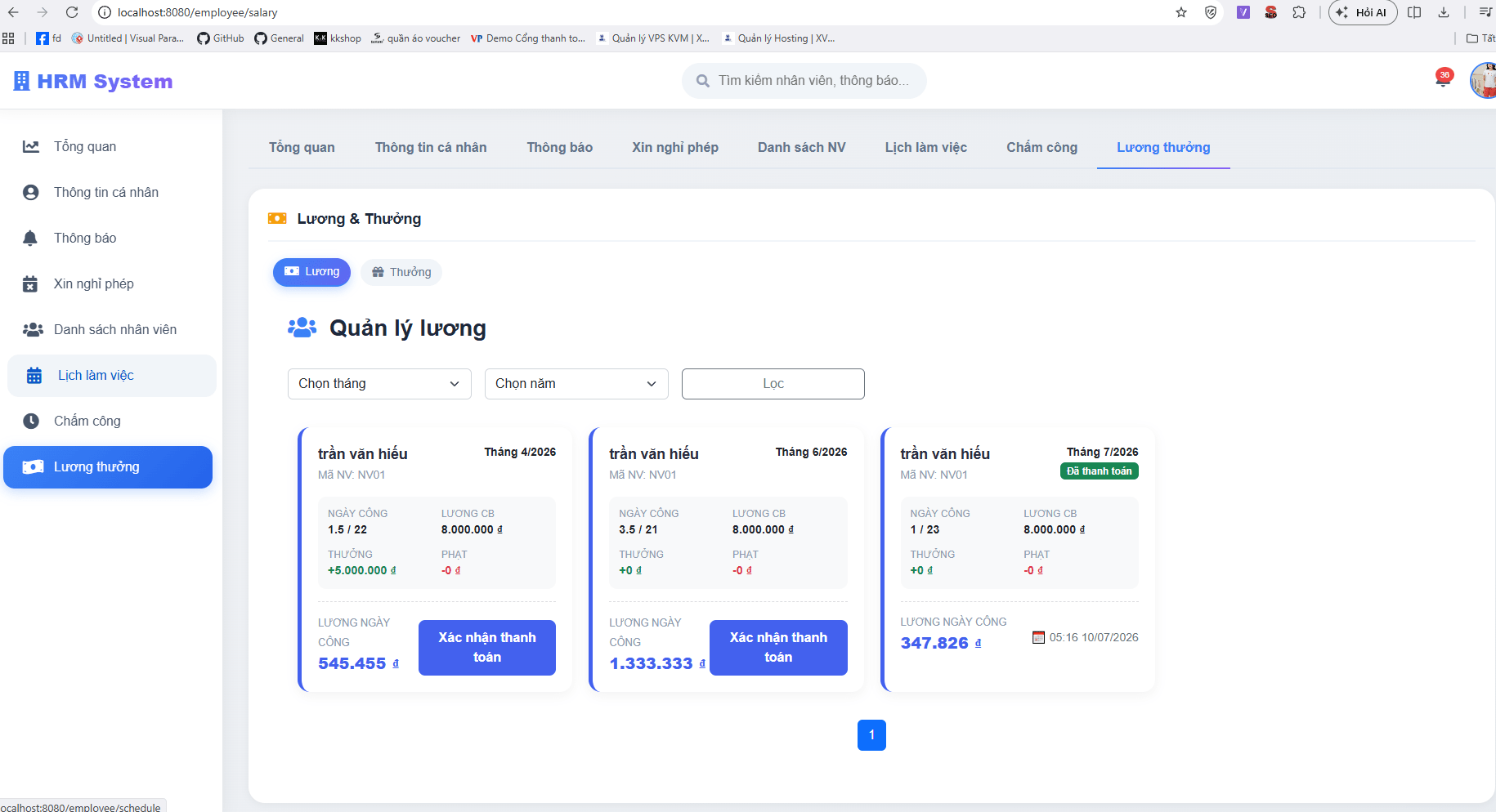 Website quản lý nhân sự bằng reactjs + spring boot, có trang riêng cho admin và nhân viên, đầy đủ chấm công, tính lương, thưởng,... - ảnh 8