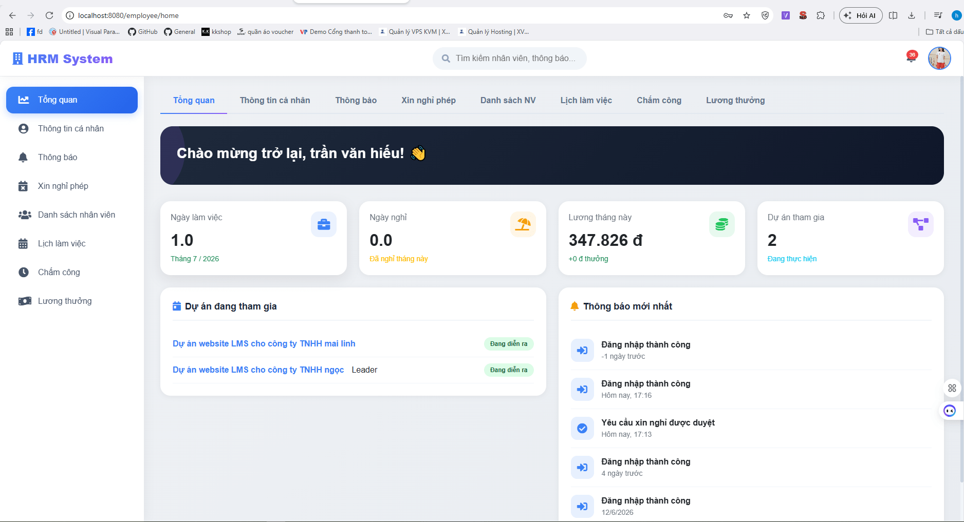 Website quản lý nhân sự bằng reactjs + spring boot, có trang riêng cho admin và nhân viên, đầy đủ chấm công, tính lương, thưởng,... - ảnh 7