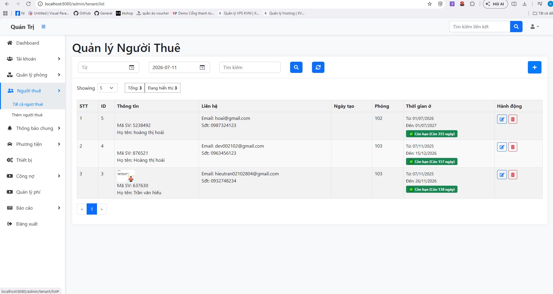 Website quản lý nhà trọ đầy đủ chức năng, có trang riêng cho chủ trọ và người thuê, tích hợp thanh toán online - ảnh 2