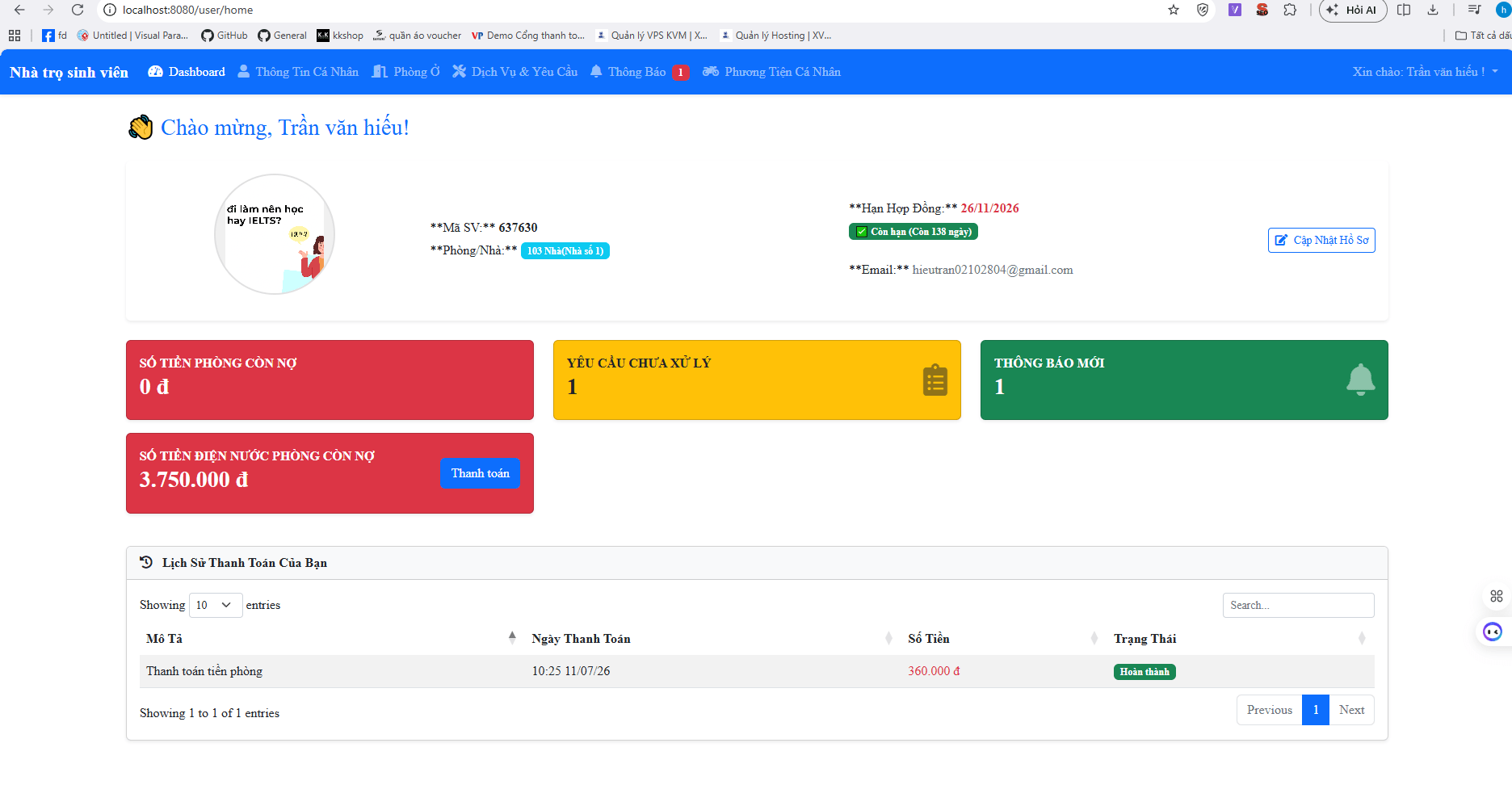 Website quản lý nhà trọ đầy đủ chức năng, có trang riêng cho chủ trọ và người thuê, tích hợp thanh toán online - ảnh 4