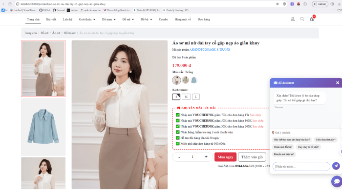 Đồ án website bán hàng thời trang, giày dép cực xịn, chọn màu sắc + kích thước tích hợp chatbot AI và thanh toán online