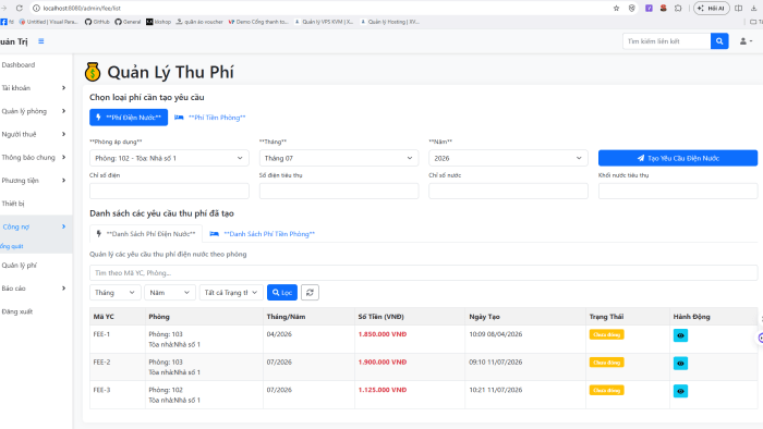 Website quản lý nhà trọ đầy đủ chức năng, có trang riêng cho chủ trọ và người thuê, tích hợp thanh toán online