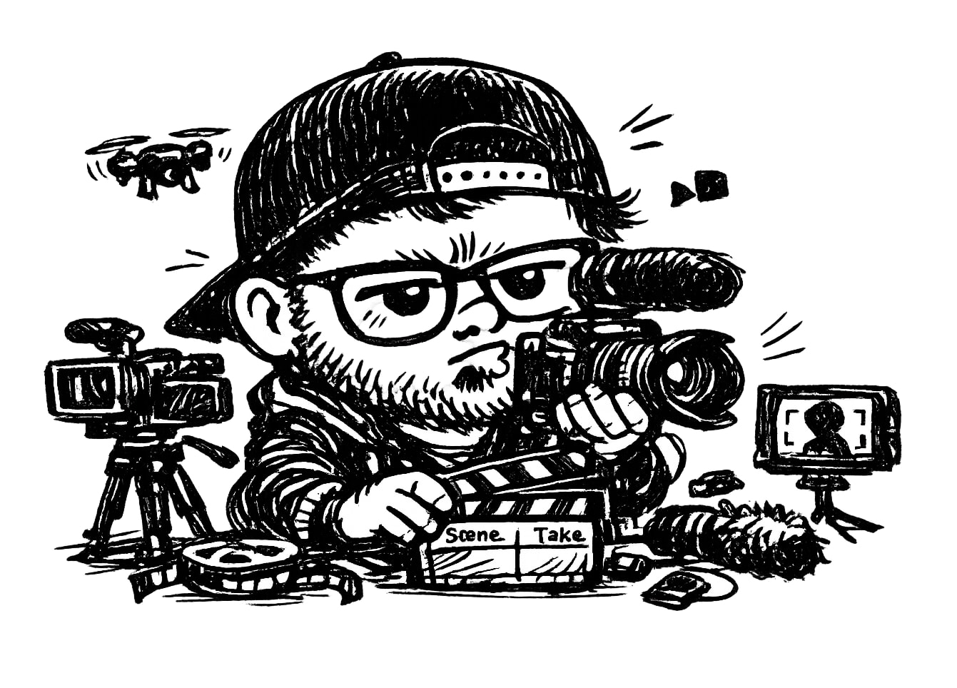 Illustrated Tim Benniks recording video