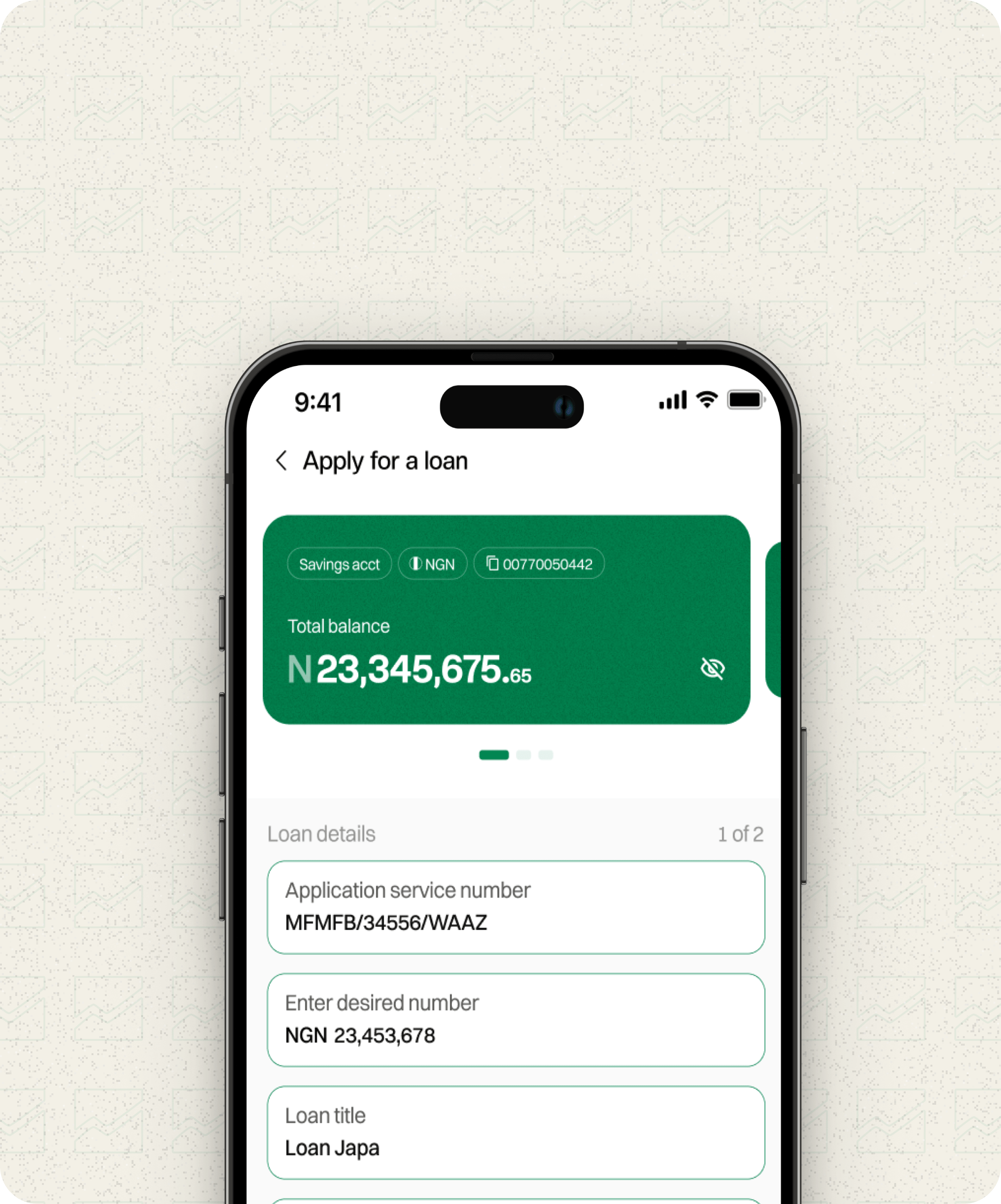 Loan app mockup