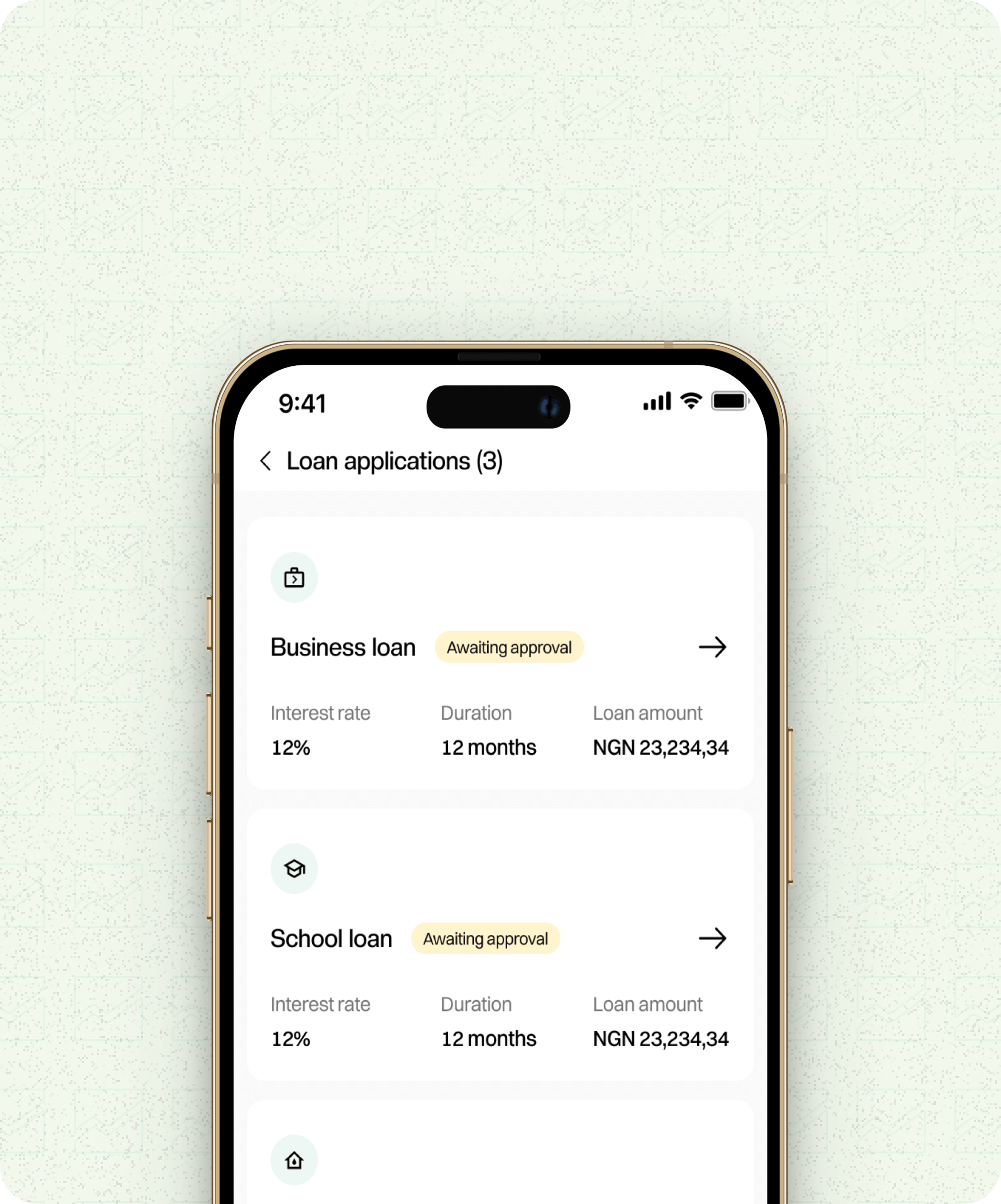 Loan app mockup