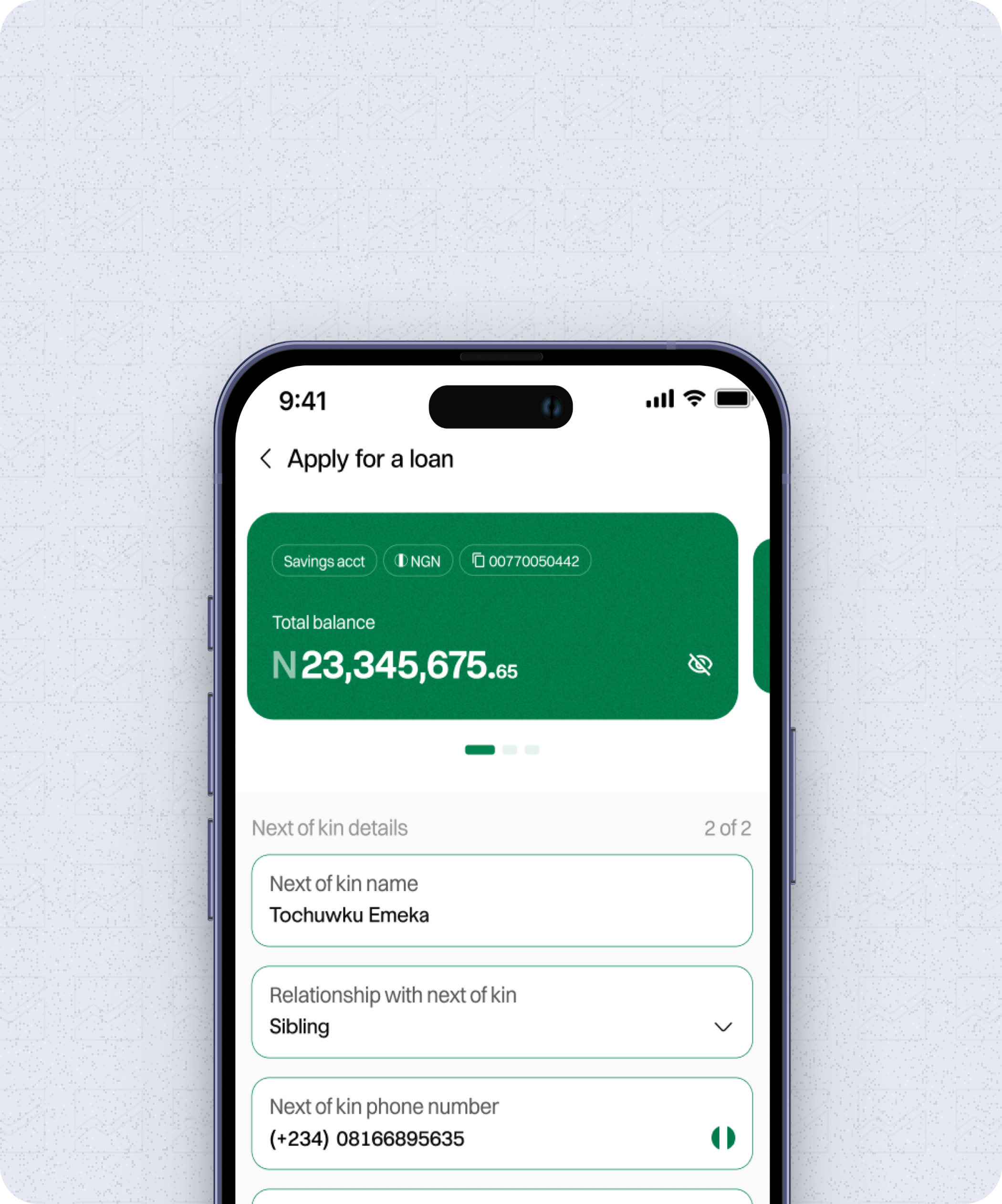 Loan app mockup