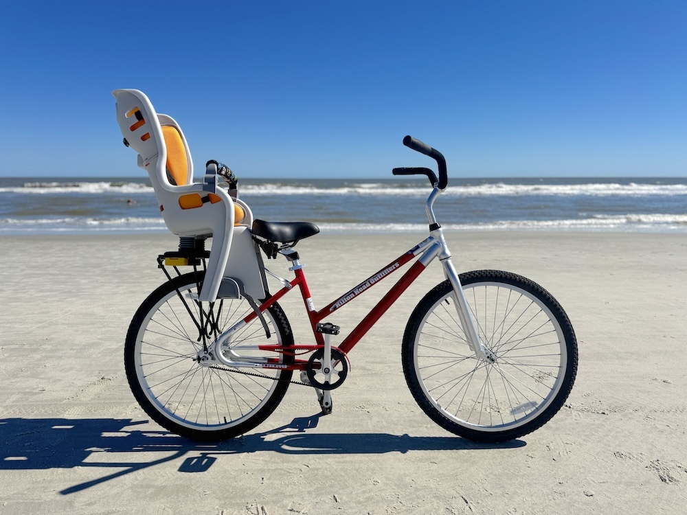 Beach Cruiser with Child Seat on Beach