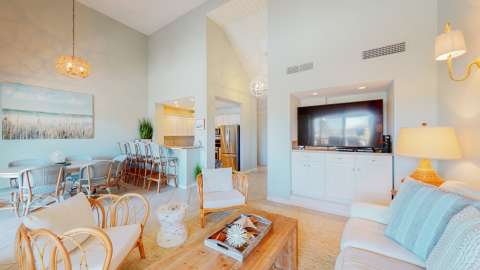 Living room and kitchen at the Beach VIllas