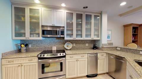 Updated kitchen at a villa in Captain's Walk