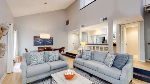 Living room, dining room and kitchen at St. Andrews Commons