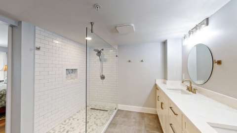 Updated bathroom in villa at Villamare Complex