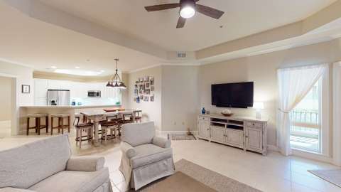 Living room and kitchen in Wendover Dunes