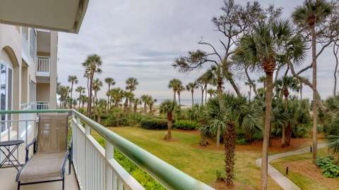 Balcony with an ocean view at a villa at Windsor Place