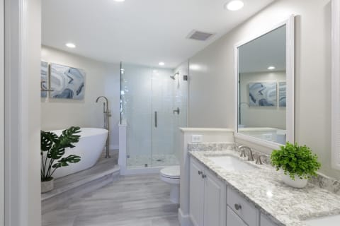 Upgraded bathroom at Hampton Place Villas