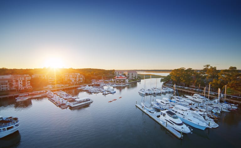 Aerial view of Shelter Cove Marina