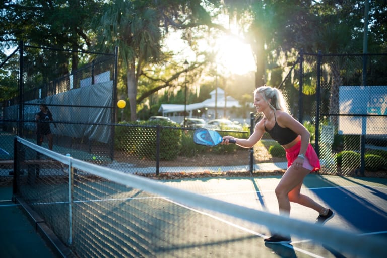 Woman Playing Pickleball at Palmetto Dunes Resort