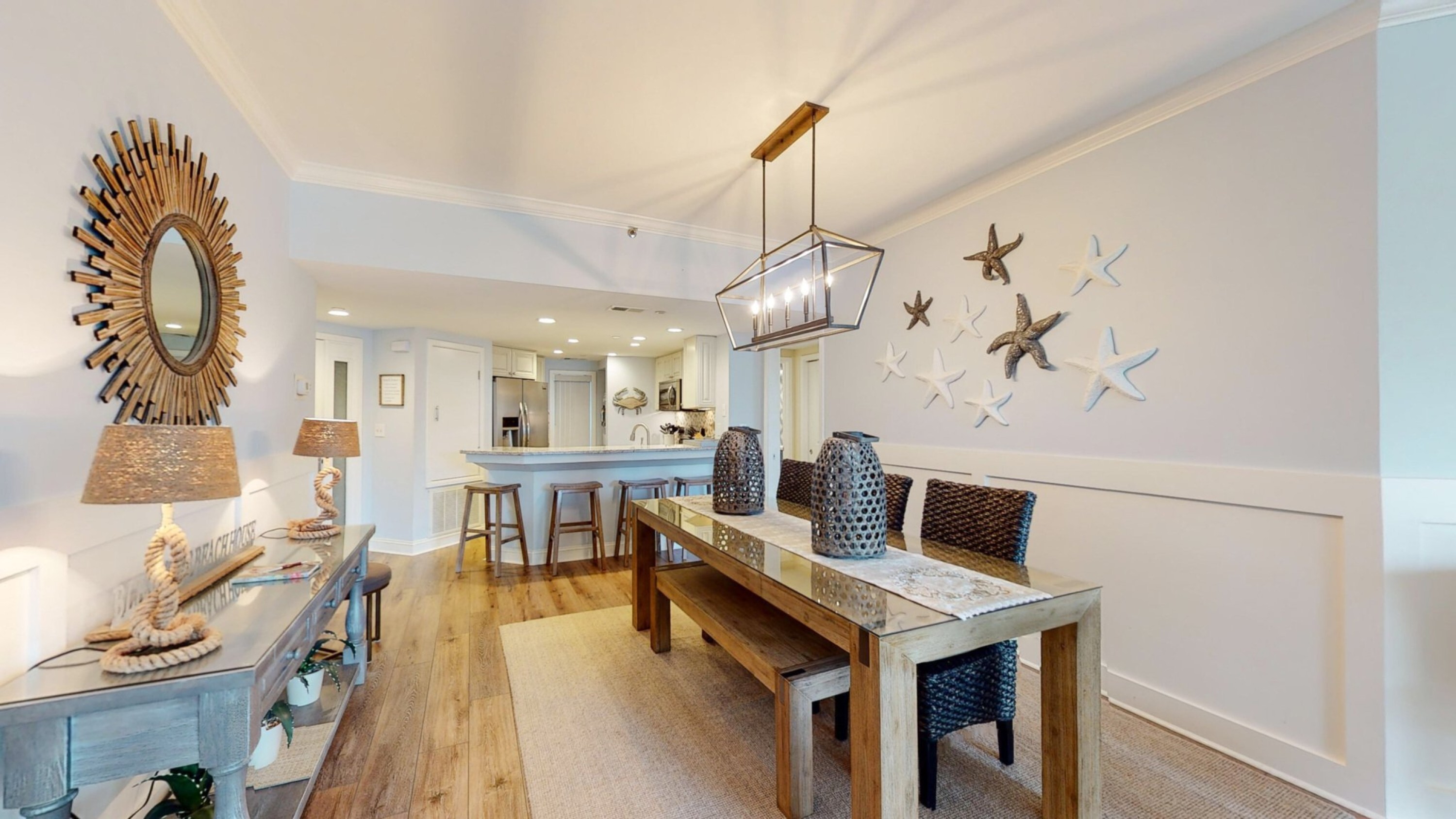 coastal dining room at a vacation rental
