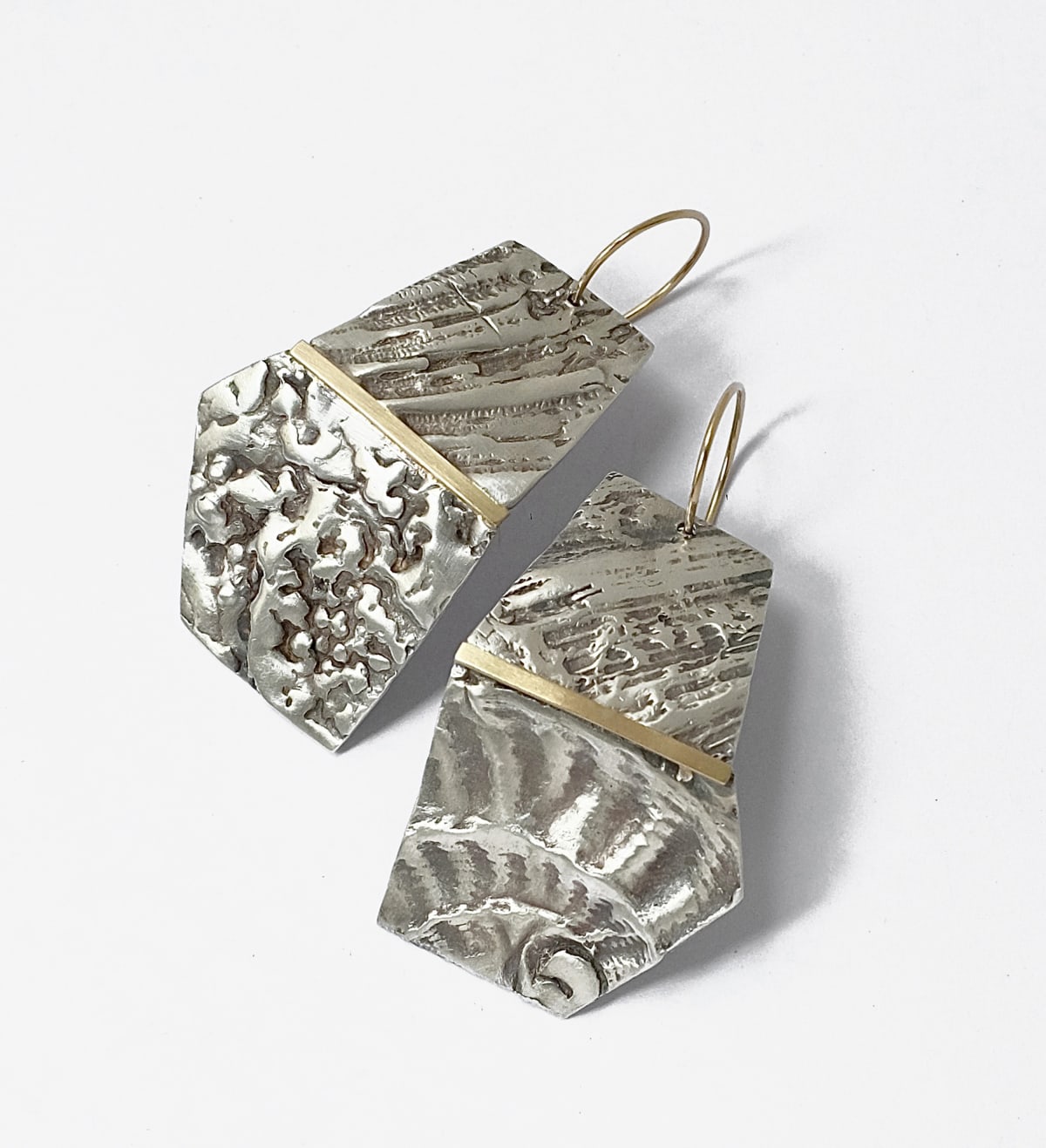 Gold and silver imprint earrings